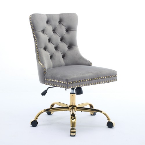 Silla de oficina para el hogar de 19,7-22,4" de altura silla de escritorio giratoria de terciopelo acento gris char - Imagen 4 de 16