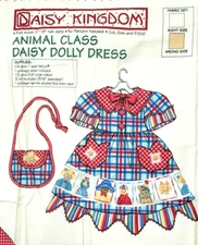 Daisy Kingdom Animal Class Daisy Doll Dress Fabric Panel Plaid Fits 17"-19" Doll