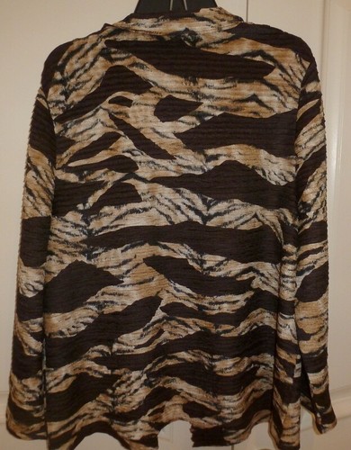Chico's Brown & Gold Textured Shimmering Cardigan Wear Two Ways 3=XL - Picture 3 of 5