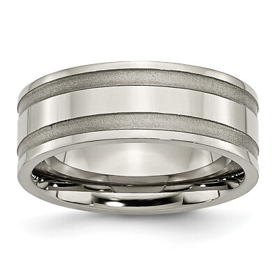 Chisel Titanium Brushed and Polished 8mm Grooved Band TB203