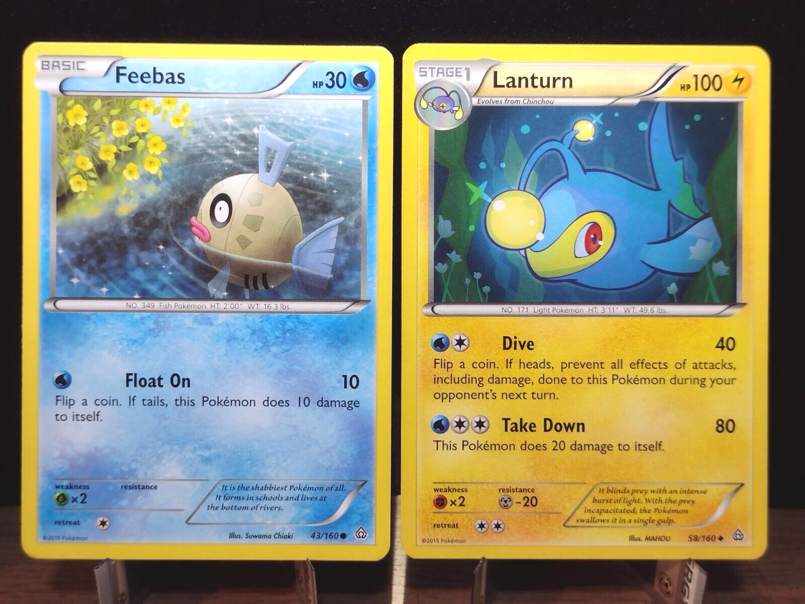 Feebas 43/160 & Lanturn 58/160 XY Primal Clash Pokemon Cards