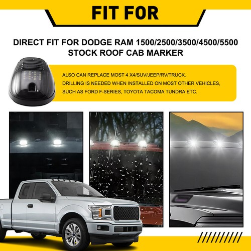 For Dodge RAM 1500 2500 3500 Rooftop Cab Running Light LED 6000K Smoked Lens Kit - Picture 9 of 13