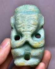 7CM Old China Hongshan Culture Turquoise Carving Sun God Helios Pendant