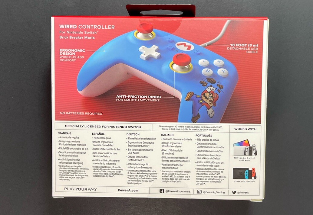 Official Nintendo Switch Wired Controller Brick Breaker Mario