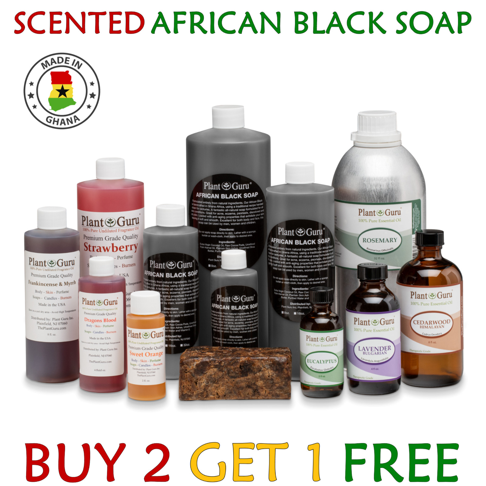 8 oz. SCENTED African Black Soap Liquid Raw 100% Pure Organi