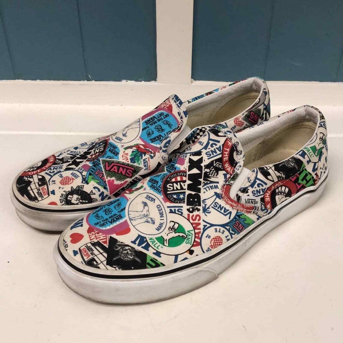 Vans Classic Slip-On Mash Up Stickers Mens 9 Skateboard  display picture 1