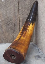 Antique Black Powder Muzzle Loader Powder Horn Real Cow Bull Horn Gunpowder