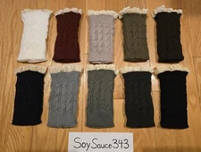 NEW LACE TRIM RUFFLE CROCHET KNIT BOOT CUFFS TOPPER WARM WINTER SOCKS COVER