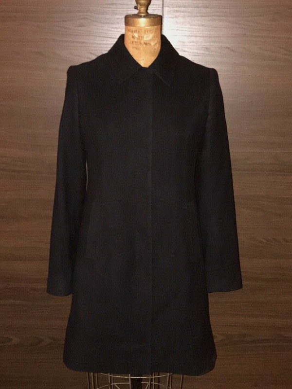 Company Ellen Tracy Fine Black Corduroy Trench Coat Hidden Buttons