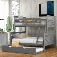 Wooden Bunk Bed w/ Storage Drawers or Trundle Bed Twin Over Full Bunk Bed Frames