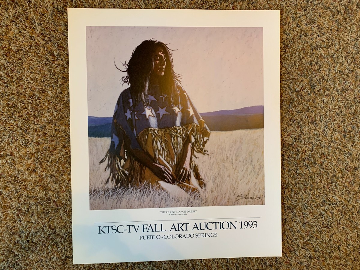 NATHAN SOLANO PRINT INDIAN ART PRINT THE GHOST DANCE DRESS 1993 AUCTION