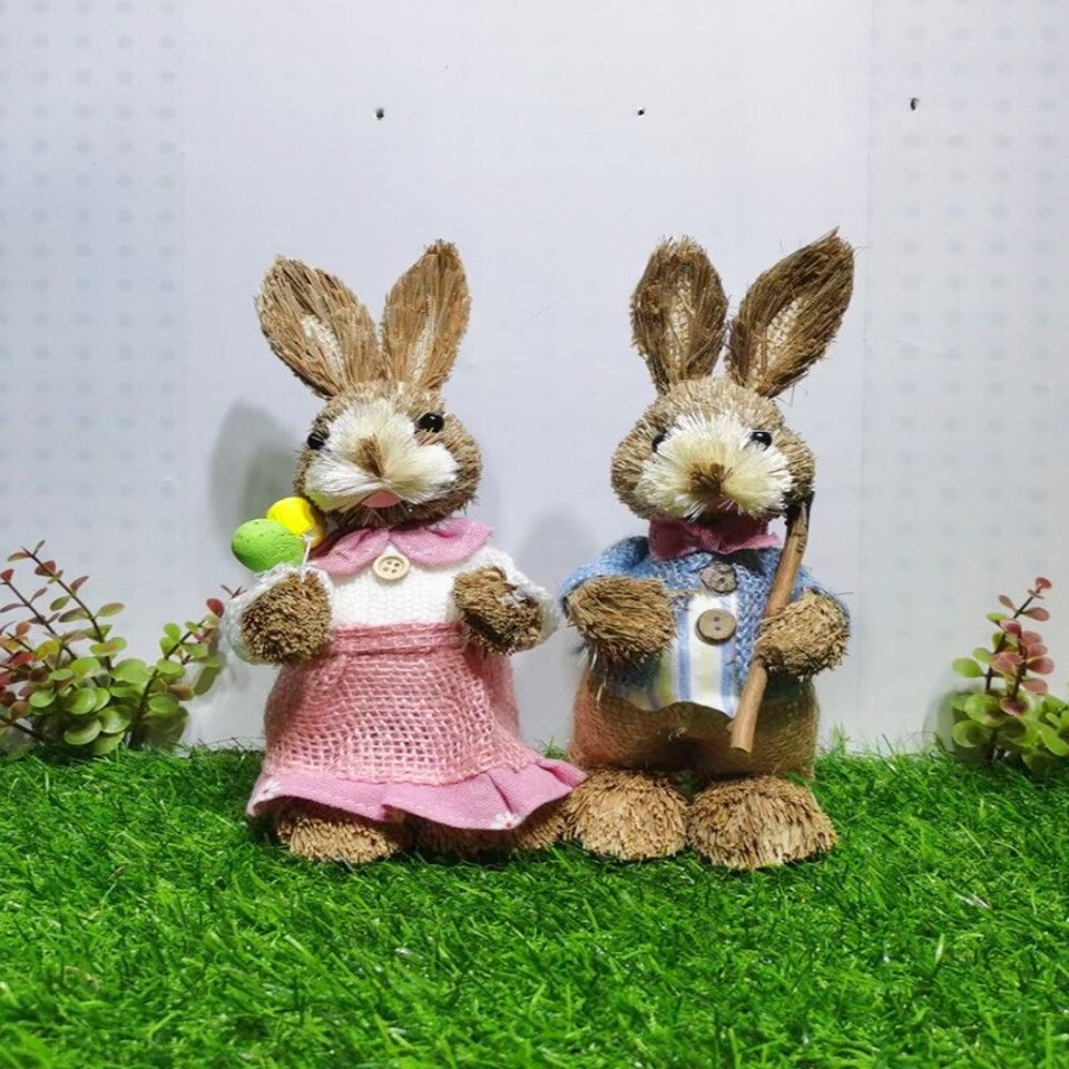 DIY Straw Rabbits Handmade Rabbit Statue Rabbit Straw Figures Party
