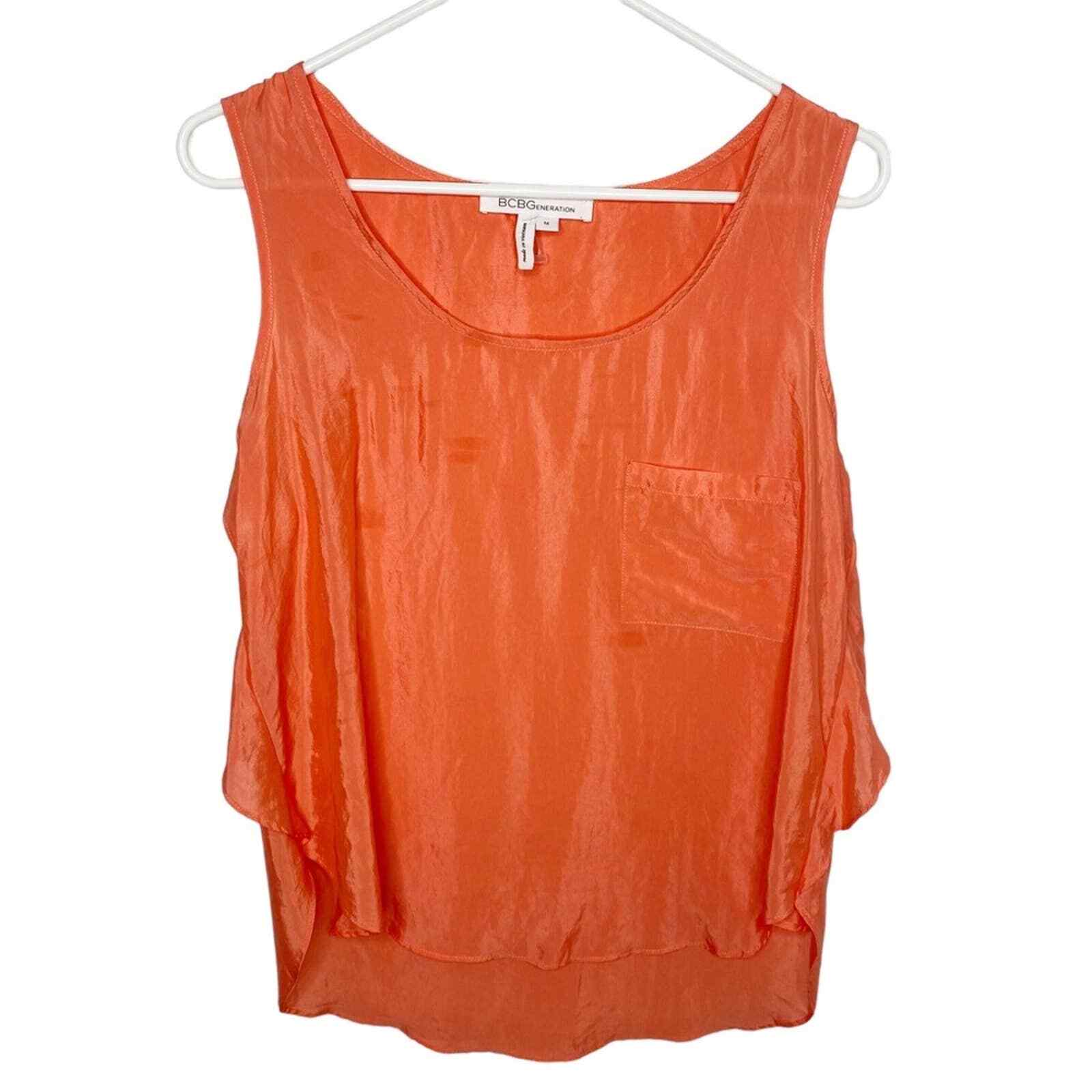 BCBGeneration orange silky top medium sleeveless … - image 1