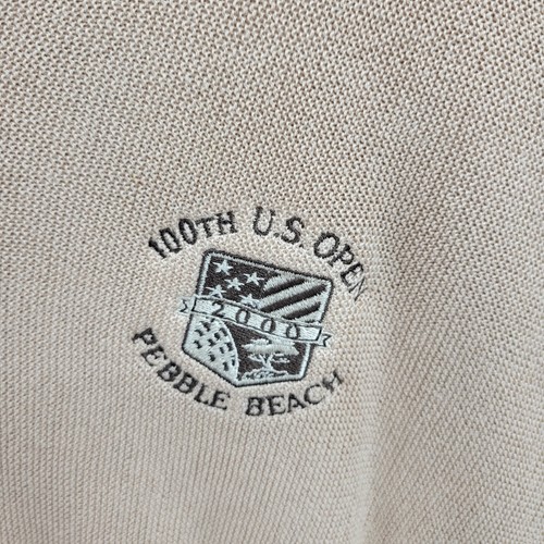 Bobby Jones Vintage Golf Sweater Mens Large Tan 2000 100th US Open Logo - Picture 4 of 9