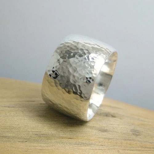 Solid 925 Sterling Silver Hammer Dome Ring Stackable Ring Handmade Ring All Size - Picture 2 of 5