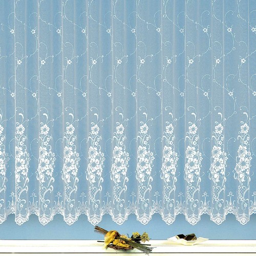 Gardine edler Jacquard Store in Florentiner Optik Vorhang reinweiß Typ261