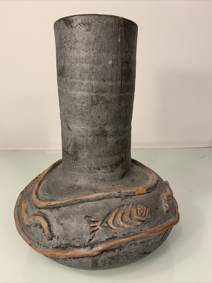 Signed CT Colin Thorburn Pottery Red Clay TerraCotta Fish Bowl JUG