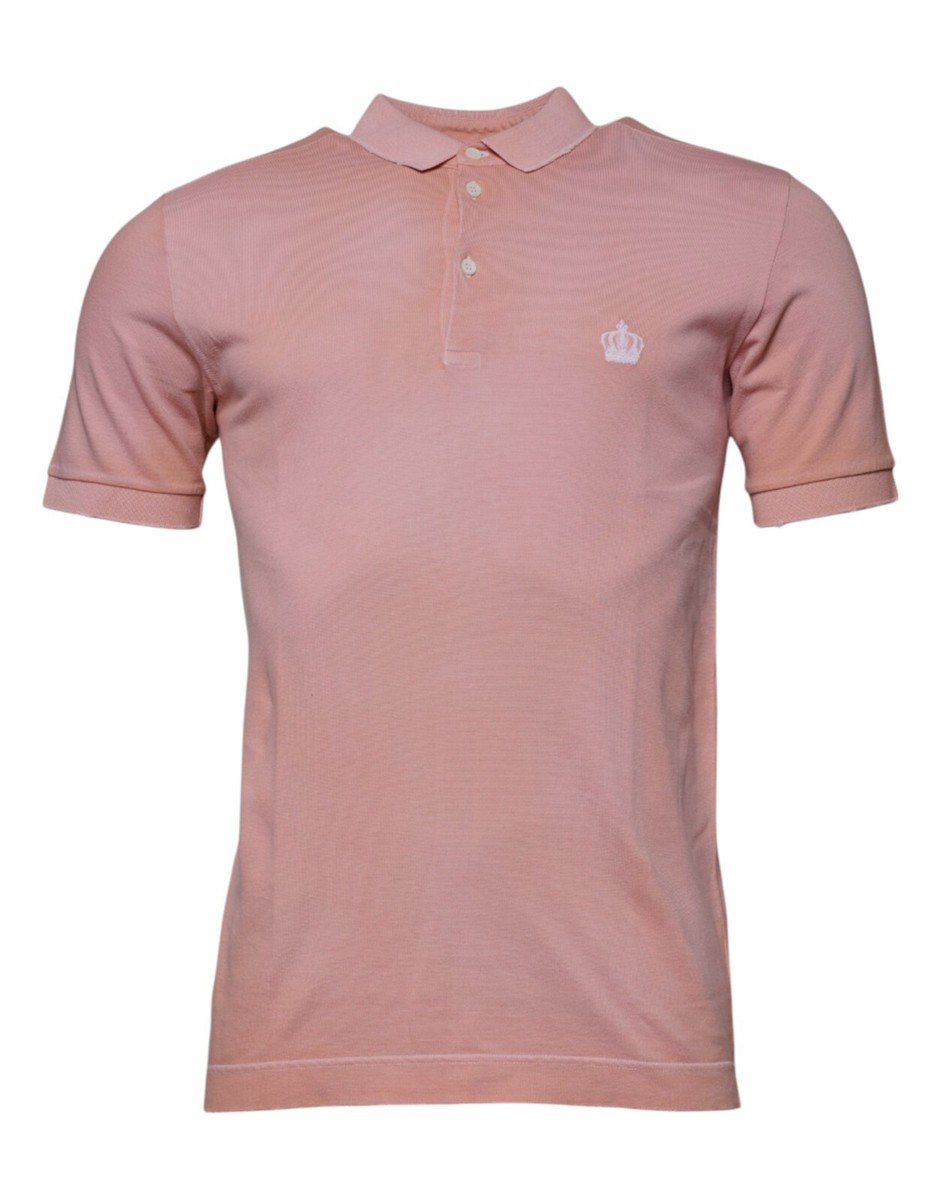 DOLCE & GABBANA T-shirt Pink Crown Collared Short Sleeve Polo IT48