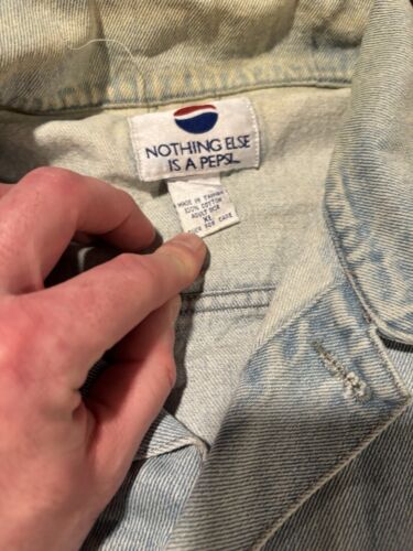 Vintage Pepsi Light Wash Blue Denim Jean Trucker Jacket Coat XL - Picture 2 of 9