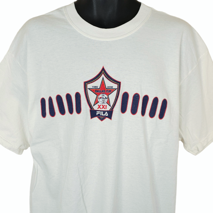T shirt calcio FILA Dallas Cup vintage uomo taglia XL Y2K calcio made in USA