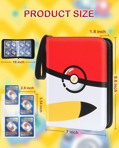 Trading Card Binder, 4 Pocket 400 Cards Holder with 50 Removable Sleeves Display - 第 1/14 張圖片