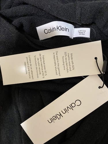 NWT Calvin Klein Women Long Sleeve Mock Neck Wool Blend Sweater Dress SZ S Black - 第 6/12 張圖片