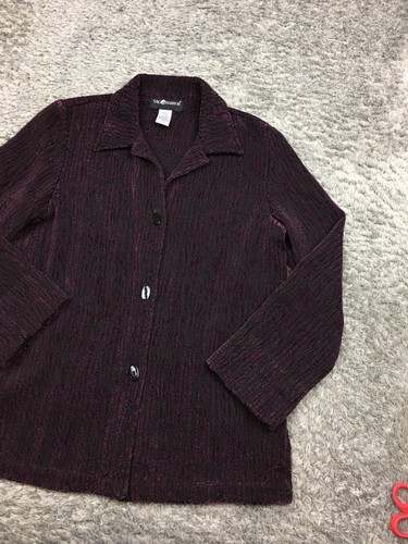 Sag Harbor Button Jacket Womens Size 8 Purple Black Pattern Coat F23153 - Picture 2 of 11