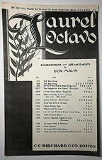 Vintage Sheet Music 1946 Laurel Octave Don Malin C.C. Birchard & Co. Boston 
