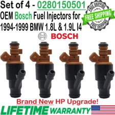 NEW Genuine x4 Bosch HP Upgrade Fuel Injectors for 1994-1999 BMW 1.8L & 1.9L I4