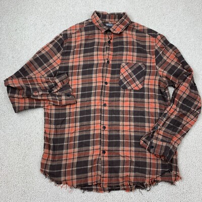 Divided by H\u0026M Button-Up Flannel Shirt Men's Large Multi Plaid Unhemmed  Look | eBay