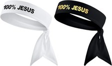 100 Jesus Sport Head Tie Headband Soccer Football White Black Gold Neymar Pack