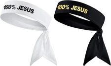 100% Jesus Sport Head Tie Headband Soccer Football White Black Gold Neymar Pack