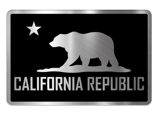 Bandera del Estado de la República de California Grabada Coche Insignia Acrílico Emblema PLATA CEPILLADA! - Imagen 1 de 4