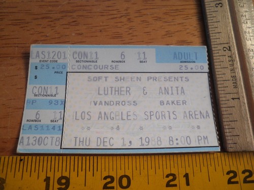 Luther Vandross Anita Baker VINTAGE 1988 concert ticket CA area