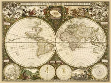 1600s Frederick de Wit Old World Exploration Map - 18x24