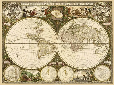 1600s Frederick de Wit Old World Exploration Map - 18x24