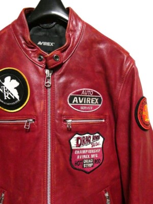 AVIREX 6111049 Custom Patch Single Riders Jacket Sheepskin Men