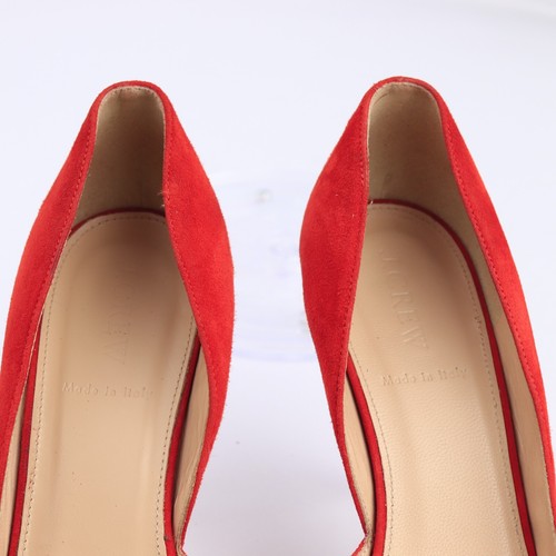 J.Crew Womens Colette Pump Size 9 Red Suede DOrsay Pointed Heel Dress Shoe Italy - 第 12/15 張圖片
