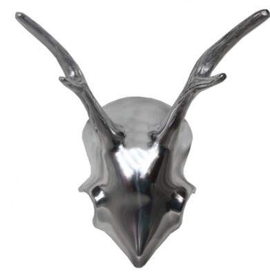 Casa Padrino Designer Geweih Deko Hirsch aus poliertem Aluminium Silber