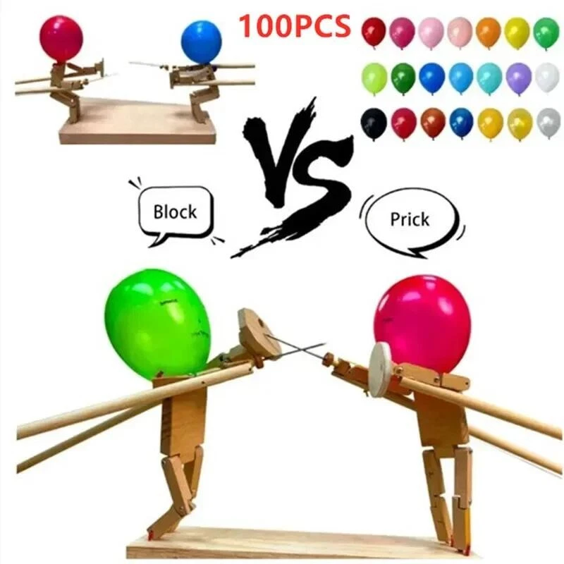 Balloon Bamboo Battle Wooden Bots Battle Game Two-Player Fast-Paced Battle Game - Image 3 of 4