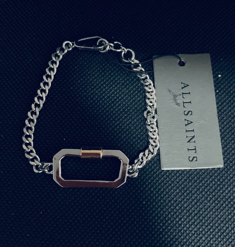 ALLSAINTS CARABINER SILVER RHODIUM PLATED LINK BRACELET 7.5" NWT - Picture 6 of 6