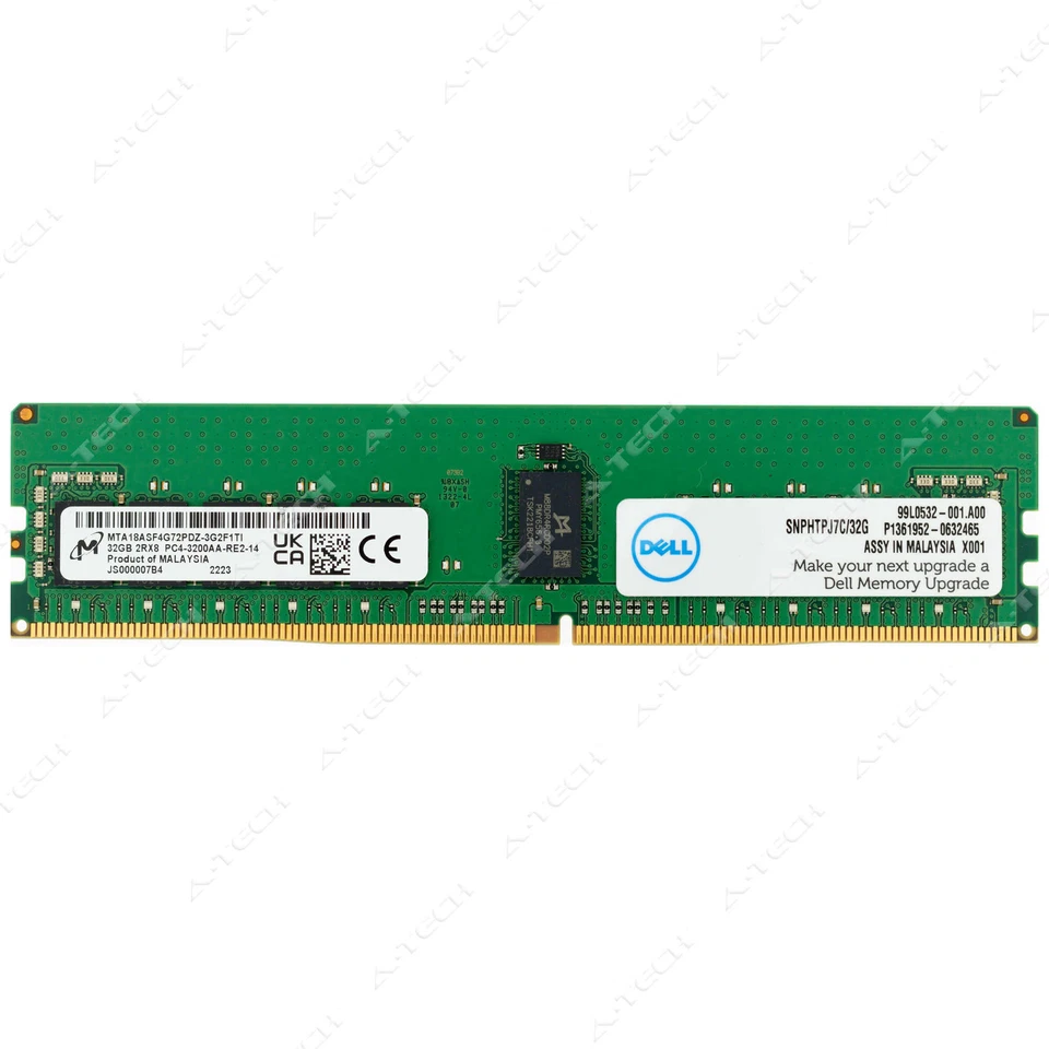 Dell 32GB DDR4-3200 RDIMM SNPHTPJ7C/32G AB614353 HTPJ7 0HTPJ7 Server Memory RAM