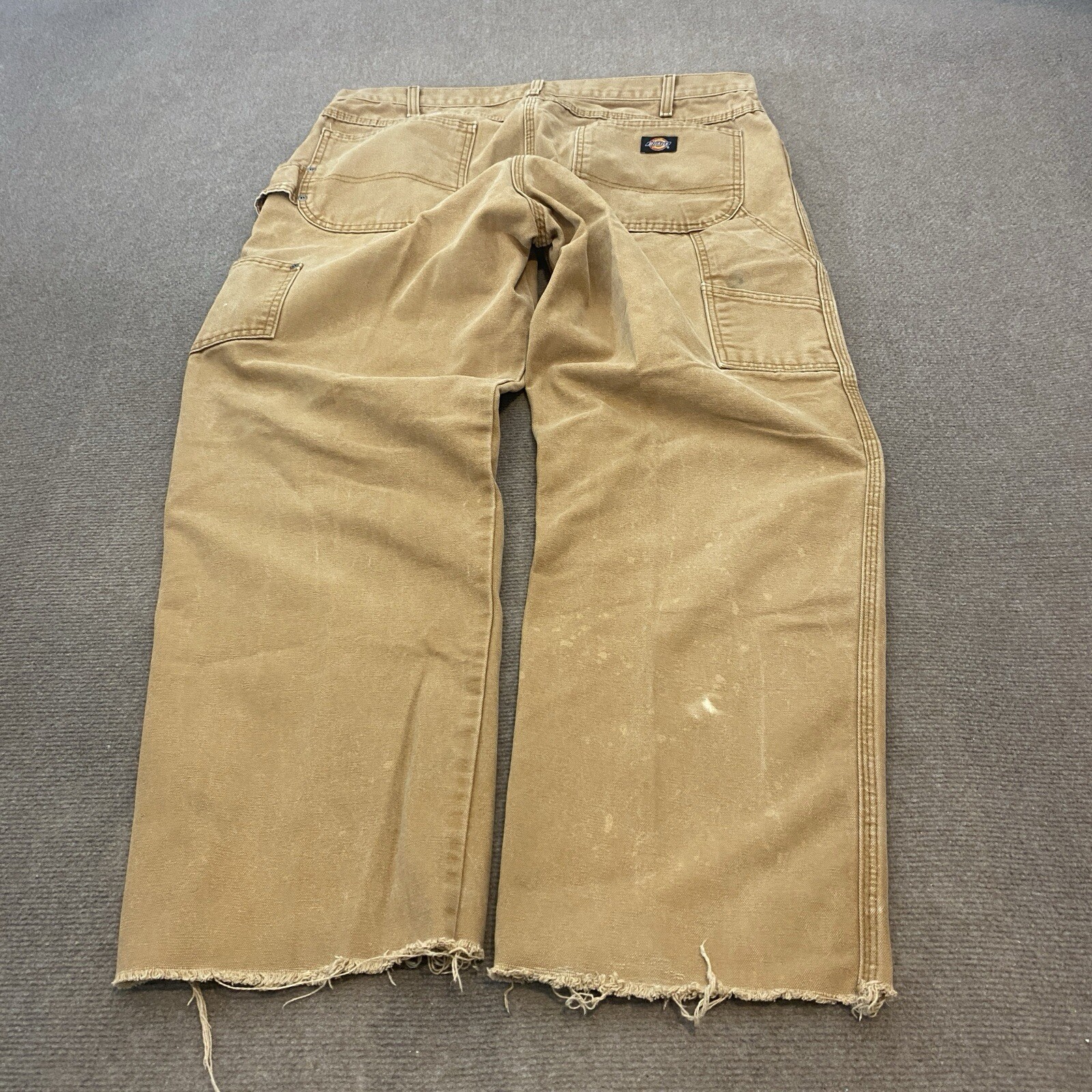 Dickies Carpenter Pants 38x30 Tan Acid Faded Raw Hem