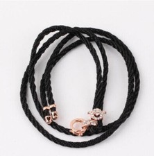 1pc 14inch Black Color Necklace Cord Flower Rhinestones Bail Link Clasp CL17