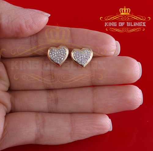 10K Echt Gelbgold Echter Diamant 0,25 Karat Herren/Damen Ohrstecker Micro Herz Ohrring - Bild 3 von 12