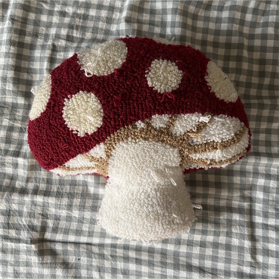 Mushroom Decorative Throw Pillow Red White Polka Dot Polyester Textured