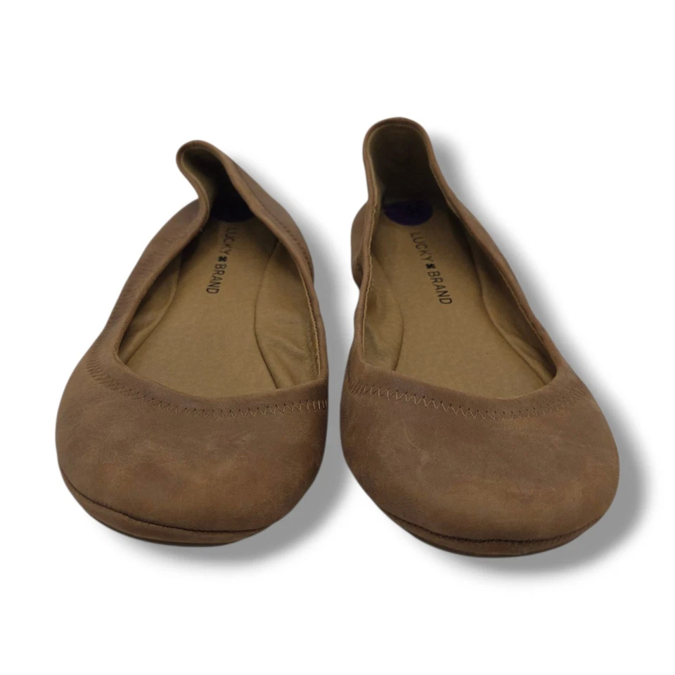 Zapatos planos de ballet Lucky Brand Erin para mujer 8,5 marrón sin cordones de cuero Foto 4 de 4