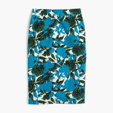 J.CREW 109 No. 2 Lined Cotton Pencil Skirt Blue Floral Print Size 8 NWT