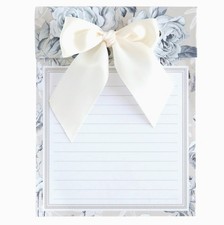 Anna Griffin, "Faded Rose" Luxury Bow Note Pad with Powder Blue Bow, 175 Sheets