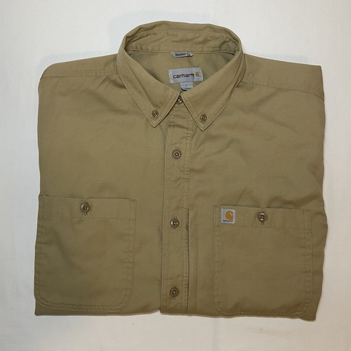 Carhartt Men’s Rugged Professional Series Long Sleeve Shirt Size Large Khaki - Picture 10 of 10